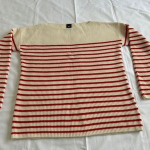 Preppy Red Striped Cotton Sweater